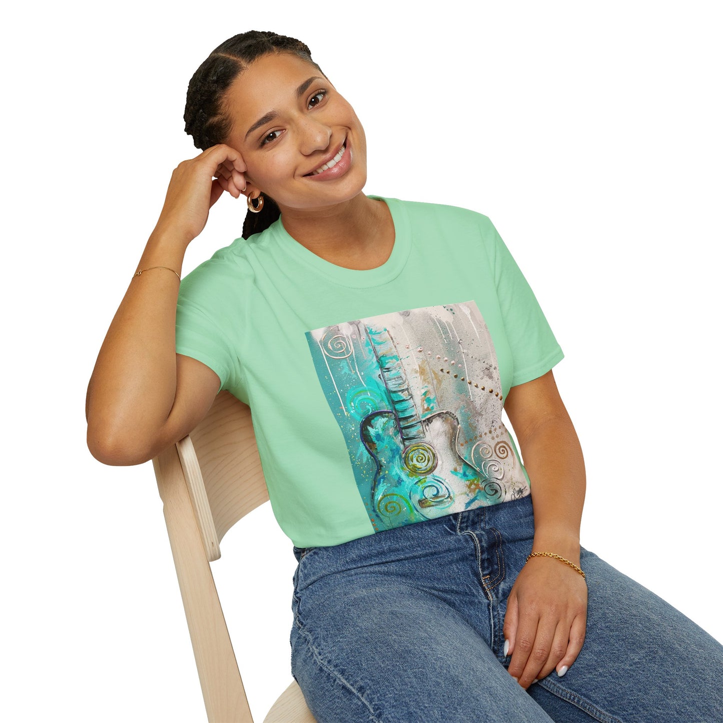 Artistic Guitar Unisex Softstyle T-Shirt - Perfect for Music Lovers, Nashville Musician Summer clothing