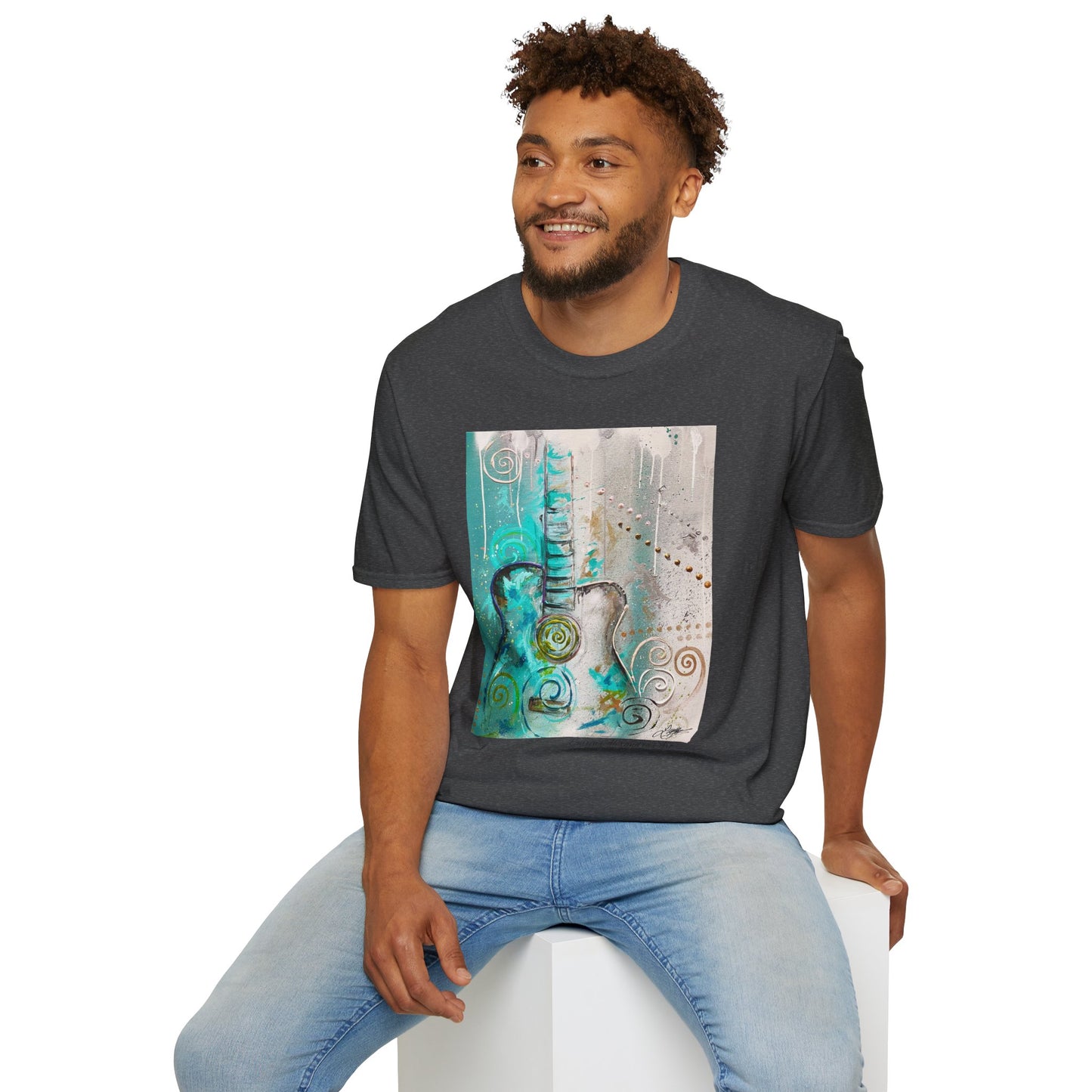 Artistic Guitar Unisex Softstyle T-Shirt - Perfect for Music Lovers, Nashville Musician Summer clothing