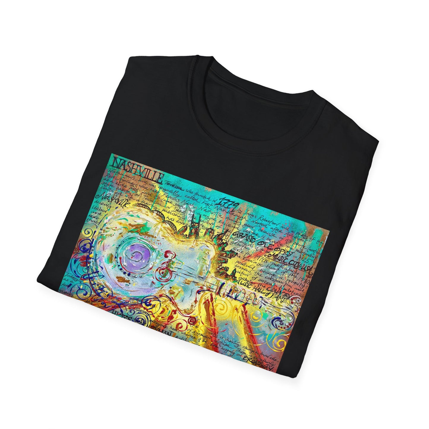 Colorful Music of Nashville Unisex Softstyle T-Shirt with Inspirational Design