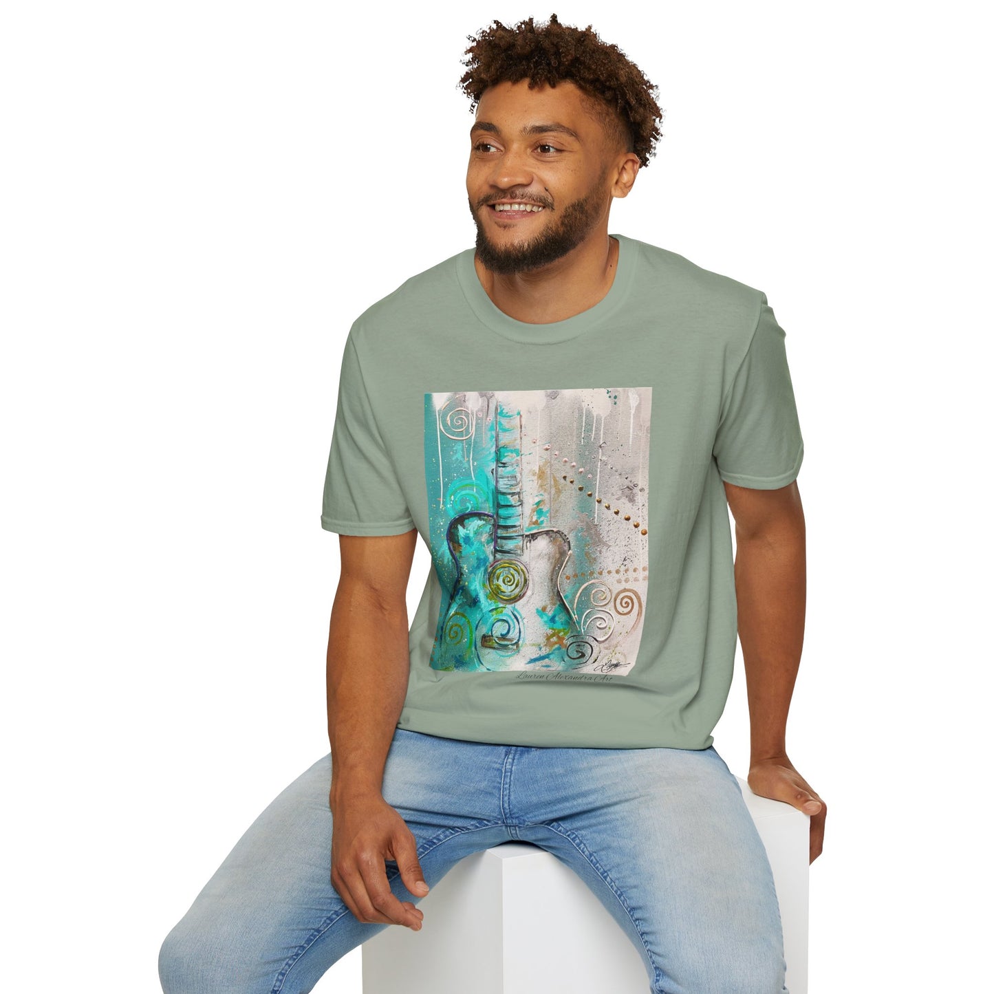 Artistic Guitar Unisex Softstyle T-Shirt - Perfect for Music Lovers, Nashville Musician Summer clothing