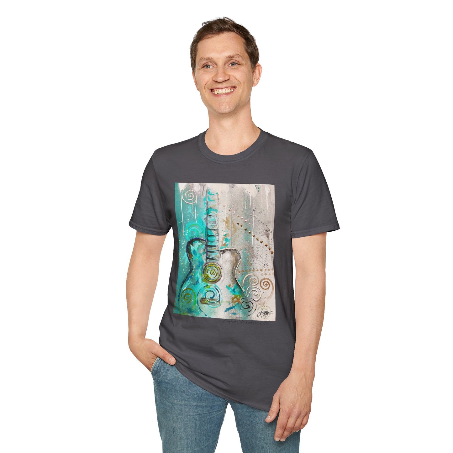 Artistic Guitar Unisex Softstyle T-Shirt - Perfect for Music Lovers, Nashville Musician Summer clothing
