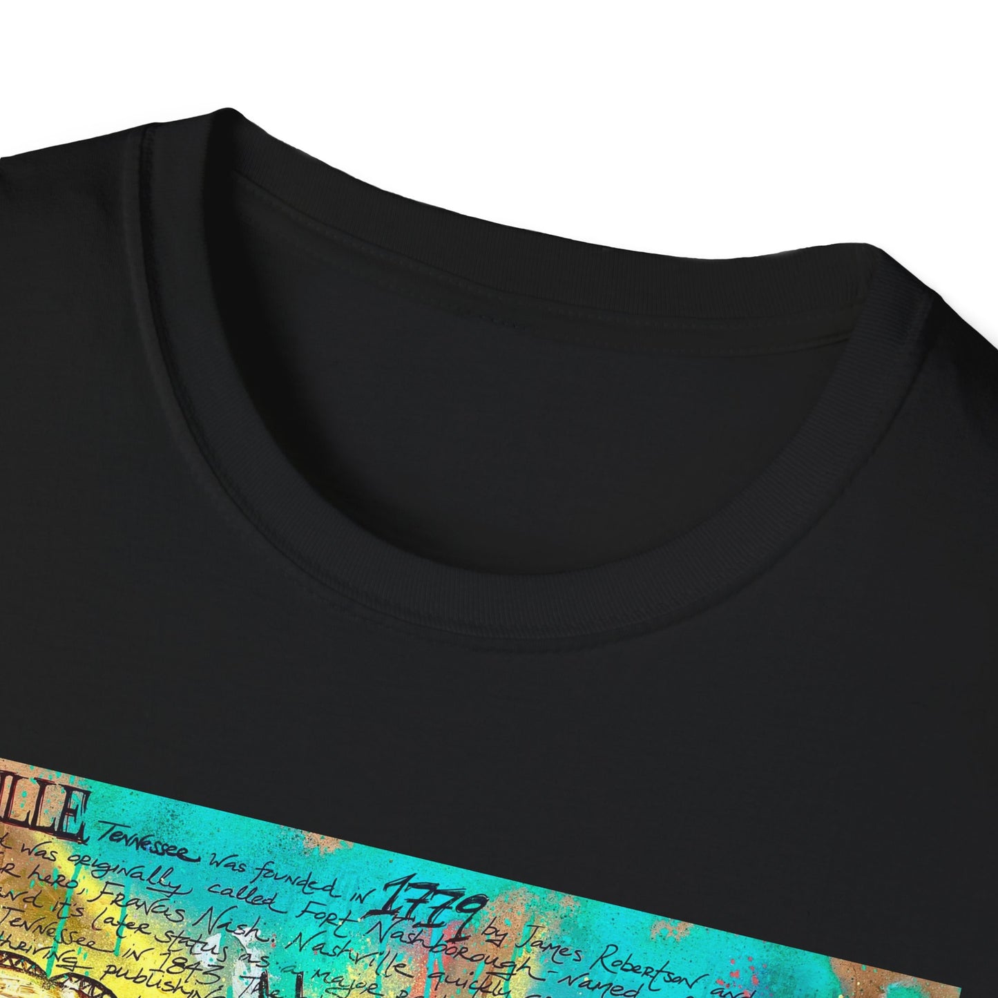Colorful Music of Nashville Unisex Softstyle T-Shirt with Inspirational Design
