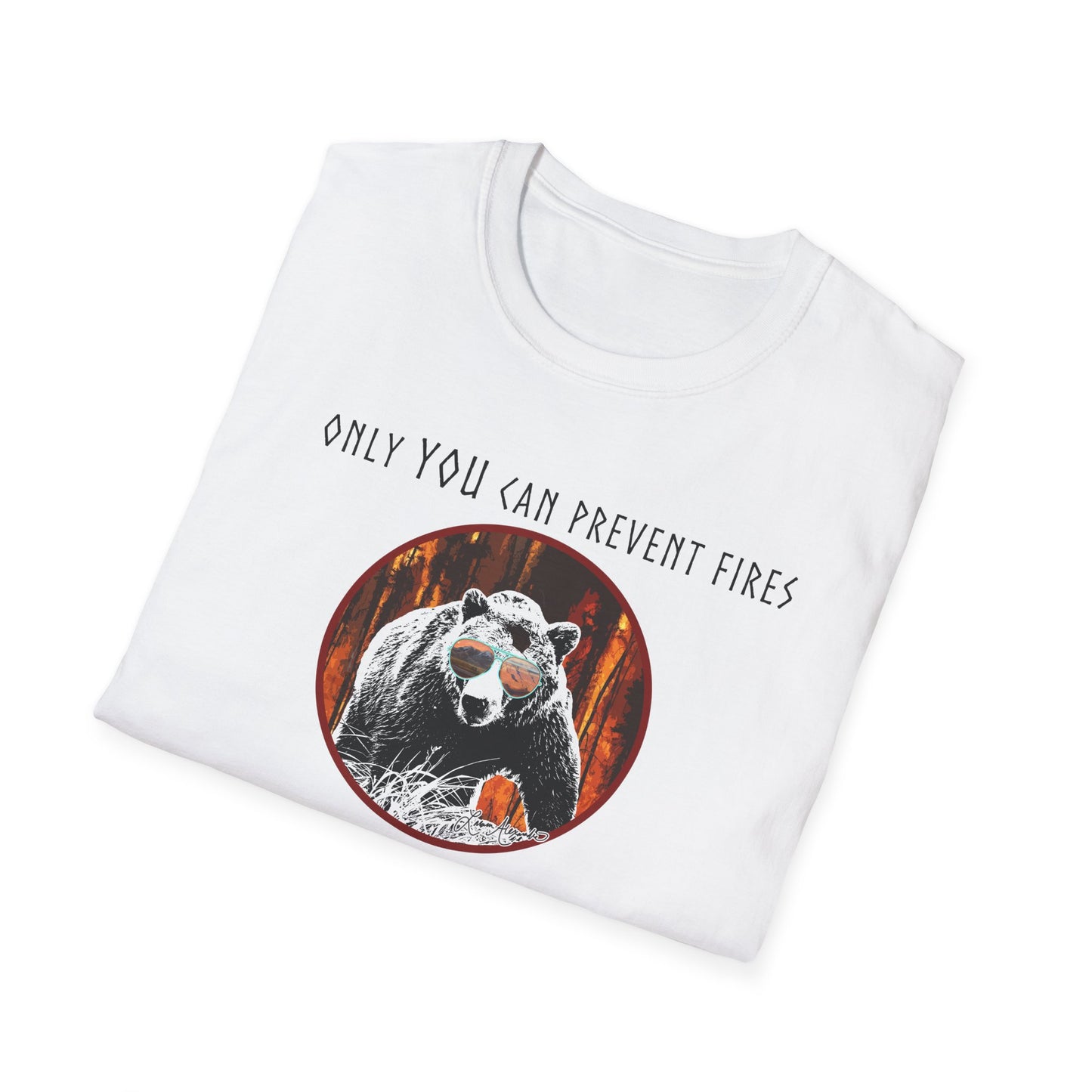 Only You Can Prevent Fires Softstyle Unisex Bear T-Shirt - National Parks Support - Protect Parks, Conservation