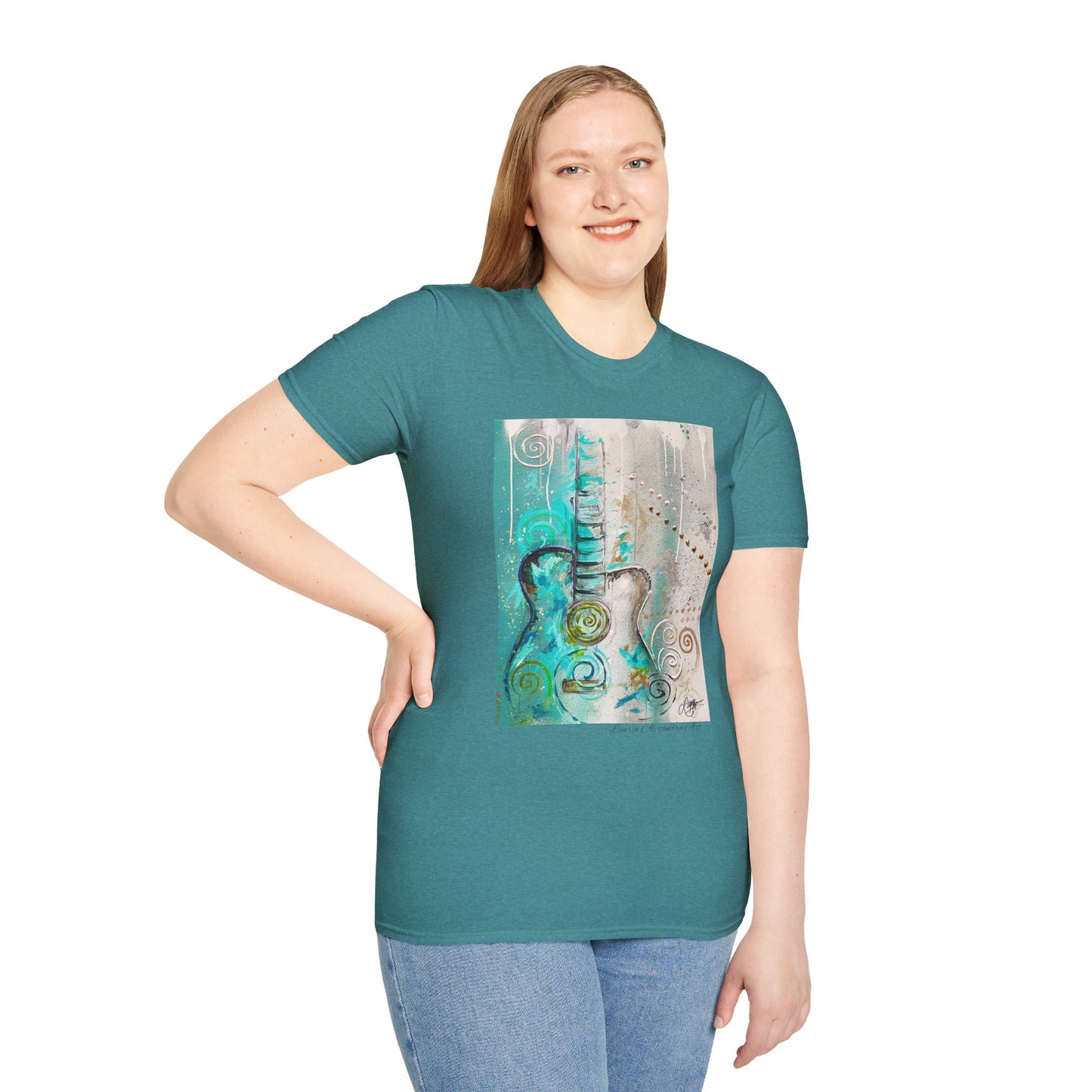 Artistic Guitar Unisex Softstyle T-Shirt - Perfect for Music Lovers, Nashville Musician Summer clothing