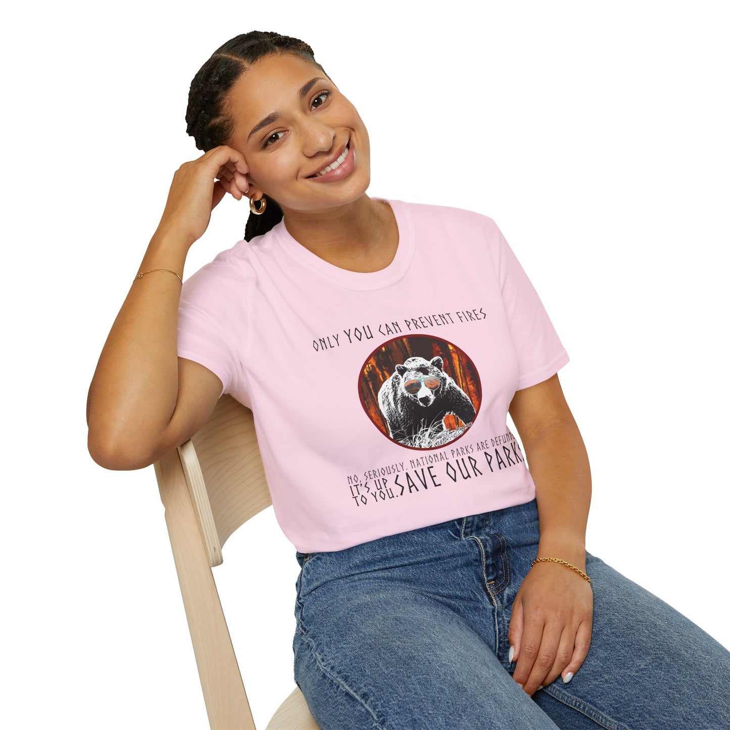 Only You Can Prevent Fires Softstyle Unisex Bear T-Shirt - National Parks Support - Protect Parks, Conservation