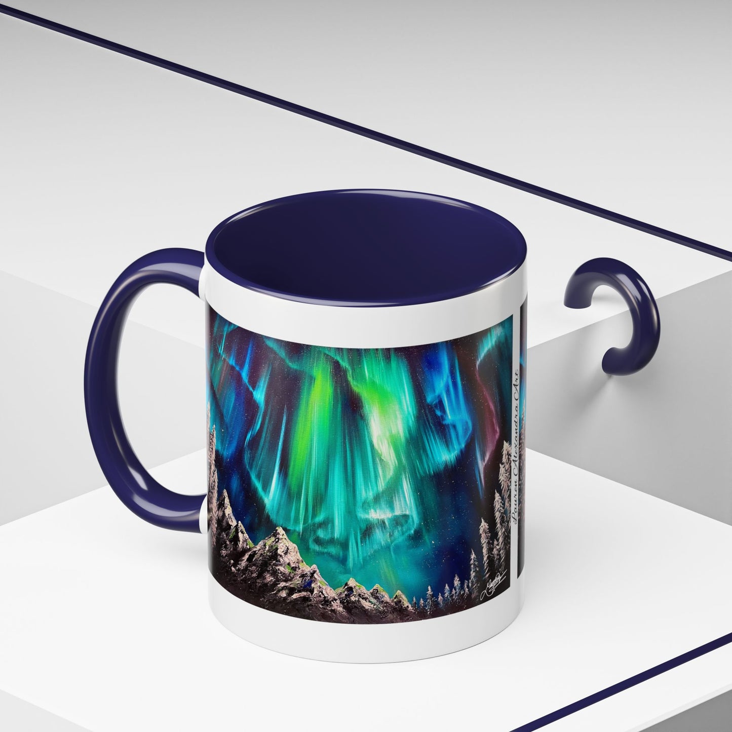 Northern Lights Accent Coffee Mug, Aurora Borealis Art, 11oz, Perfect Gift for Nature Lovers, Kitchenware