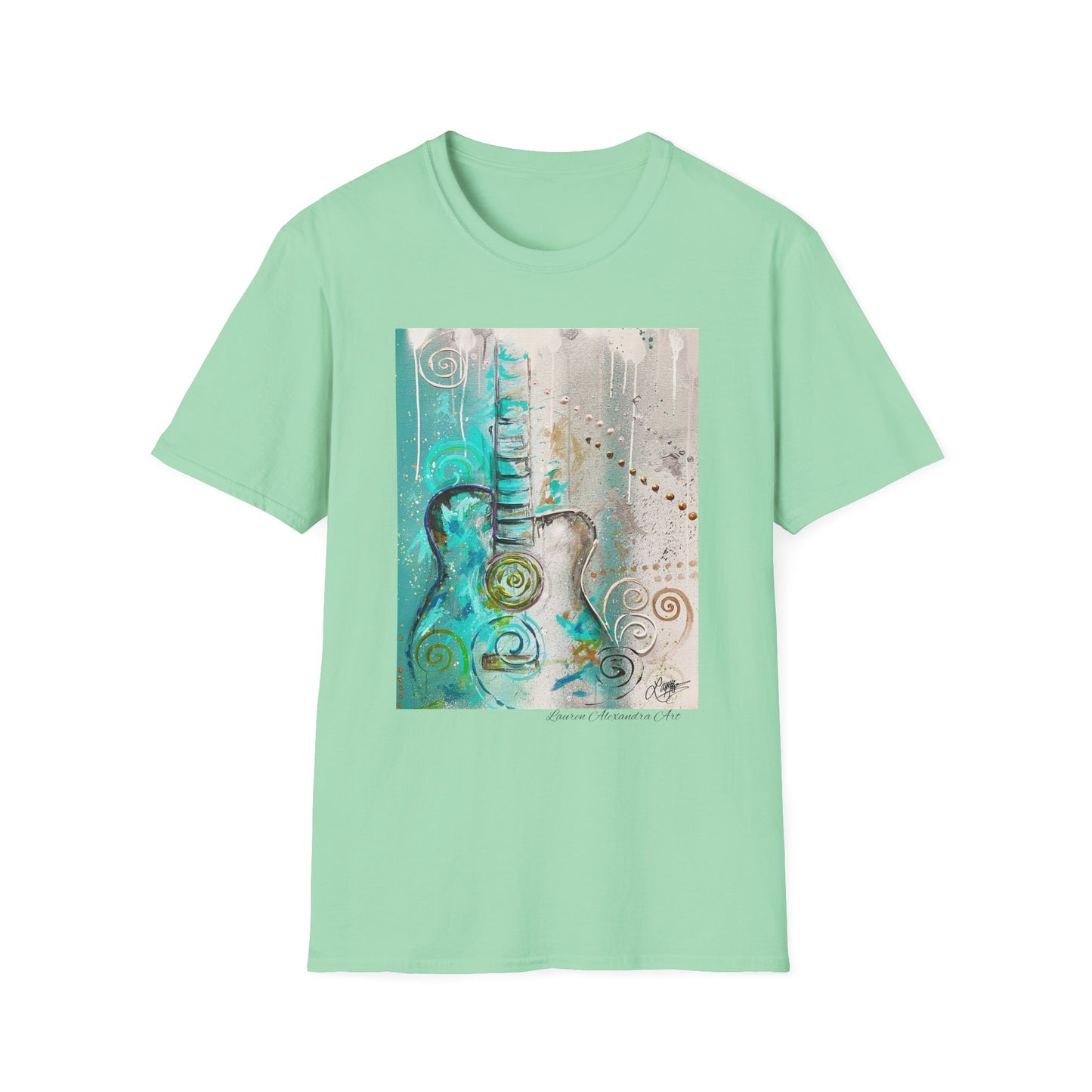 Artistic Guitar Unisex Softstyle T-Shirt - Perfect for Music Lovers, Nashville Musician Summer clothing