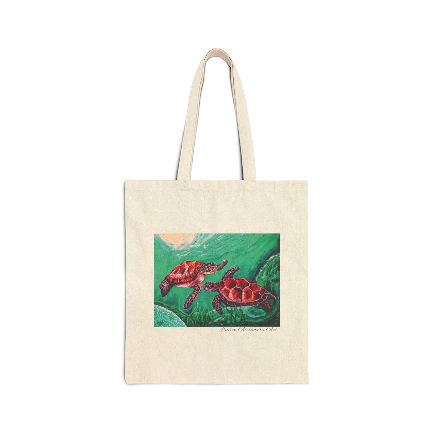 Sea Turtles Cotton Canvas Tote Bag - Beach Travel Accessories - Artistic Design