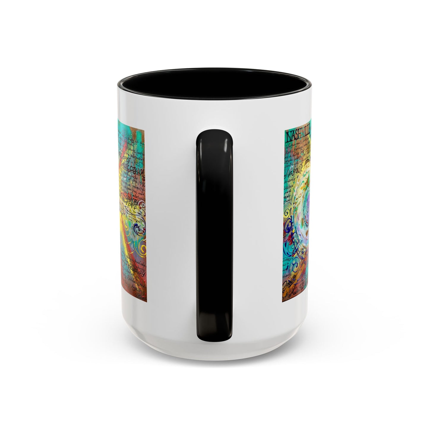 Nashville Music City Art Accent Coffee Mug – Colorful Songwriting Collage (11/15oz)