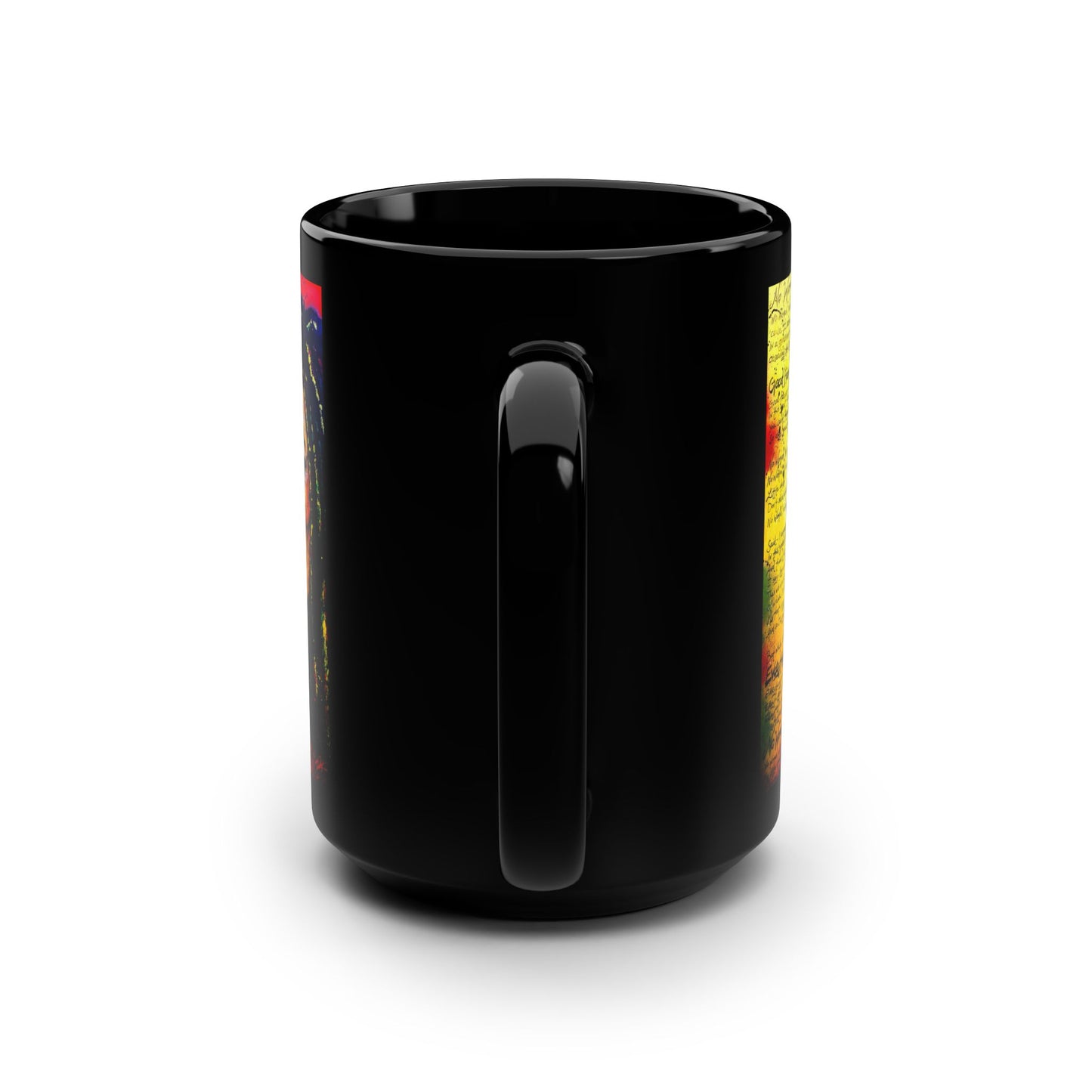 Marley Coffee Tea Mug, Reggae Painting, Jamaica Artistic Musical black cup 15oz