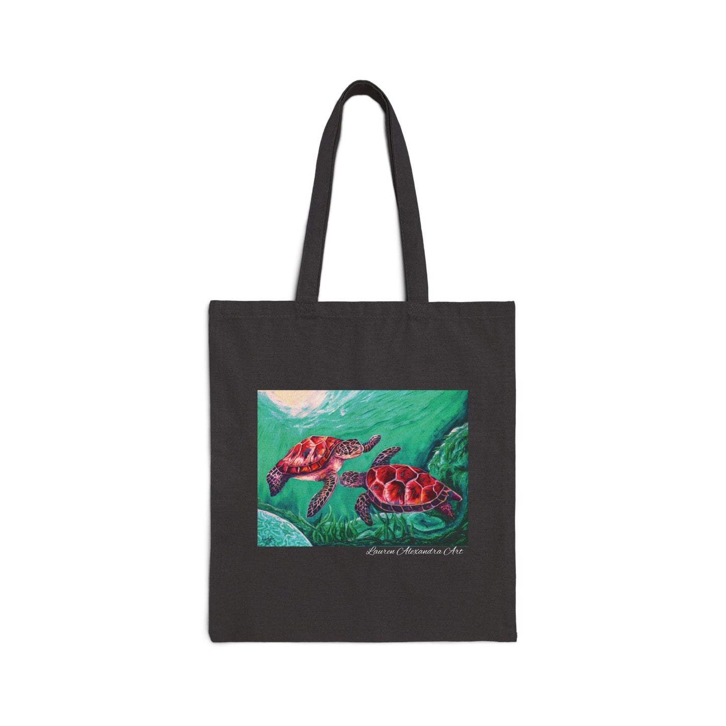 Sea Turtles Cotton Canvas Tote Bag - Beach Travel Accessories - Artistic Design